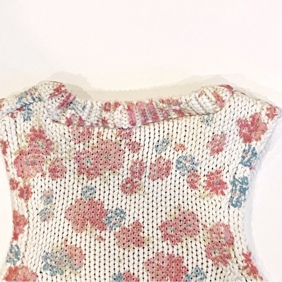 ZARA Cream Floral Pattern Chunky Knit Cropped Sweater Vest Tank Top Versatile - Picture 5 of 9
